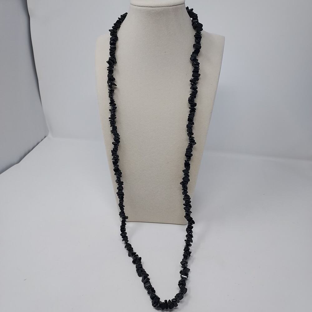 Onyx Chip Nugget Necklace 35" Continuous Strand